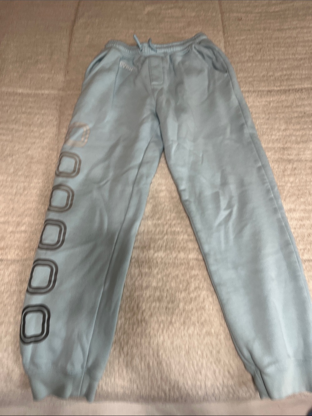 Kids Light Blue Jogger Sweatpants with Side Square Graphic